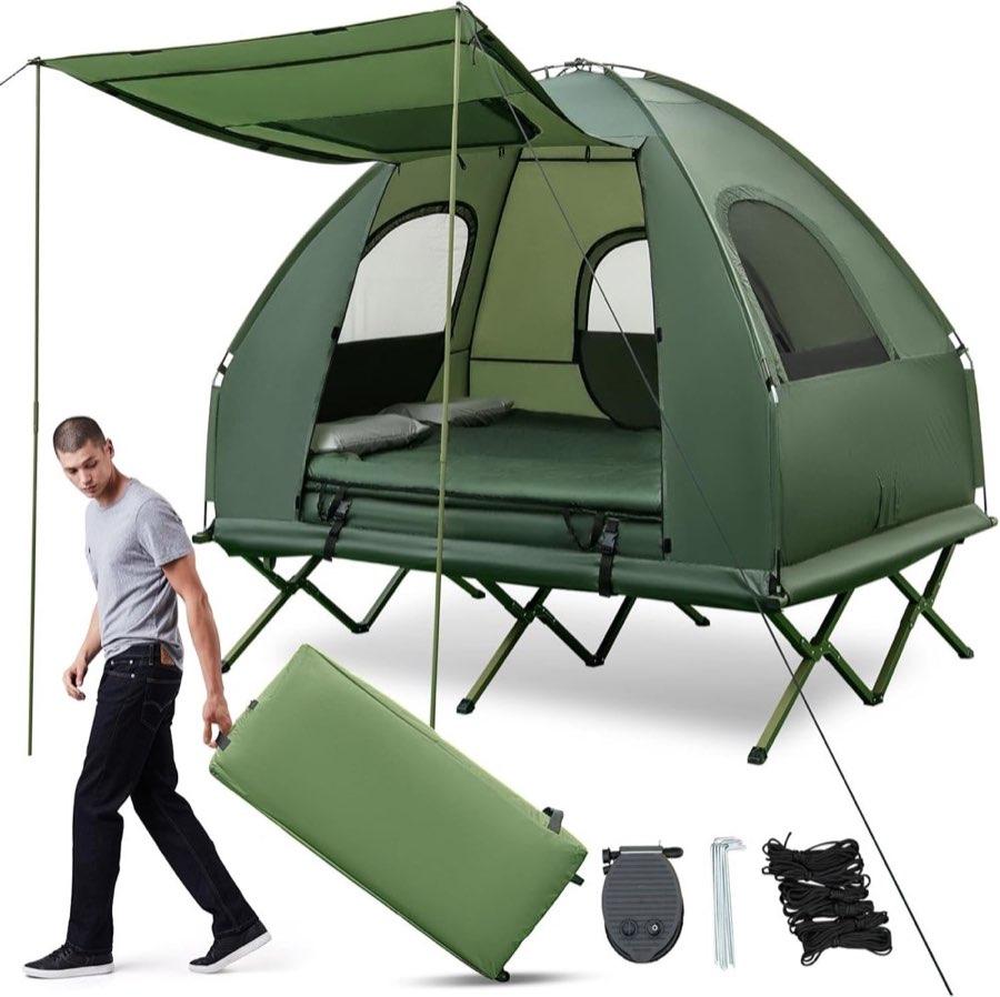 FANTASK 5-in-1 Feldbett mit Zelt für 2 Personen