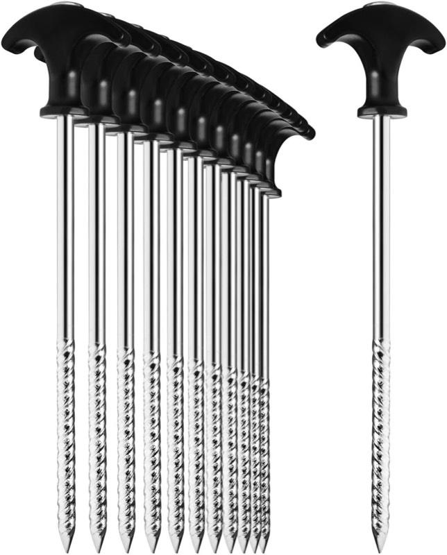 com-four® 12x Zelt-Heringe aus Stahl, robuste Erdnägel mit Gewinde